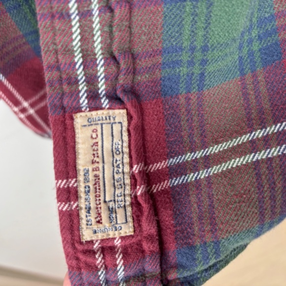 Vintage Abercrombie Big Shirt M Oversized Flannel Plaid Button Down Grunge Y2K - Picture 3 of 9